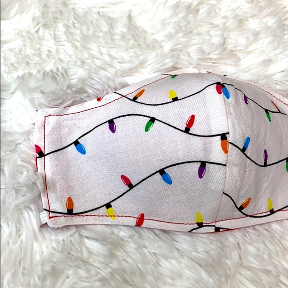 HANDMADE Christmas Lights Holiday Face Mask - Picture 2 of 6